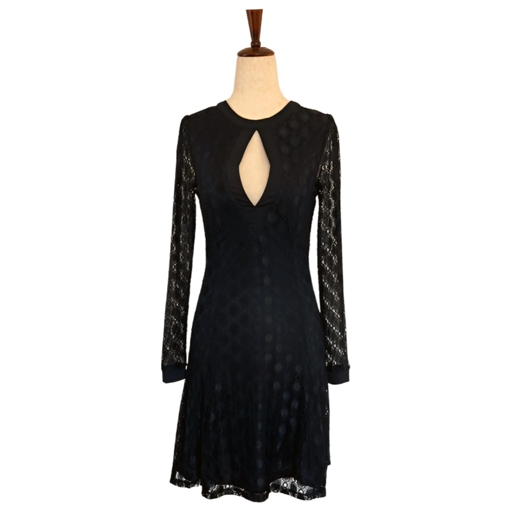 Sunny Girl Black Lace Long Sleeve Dress Size Small